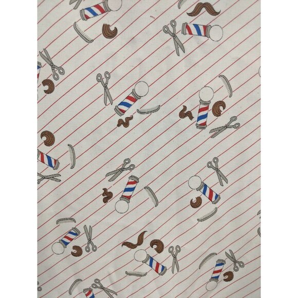 Vtg Fabric Cotton Blend Sport Cloth Barbershop Theme 44X10+ Yards Red White Blue - Picture 2 of 3